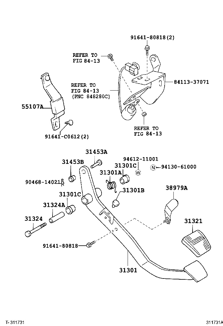 31301-37210 PEDAL SUB-ASSY, CLUTCH product image