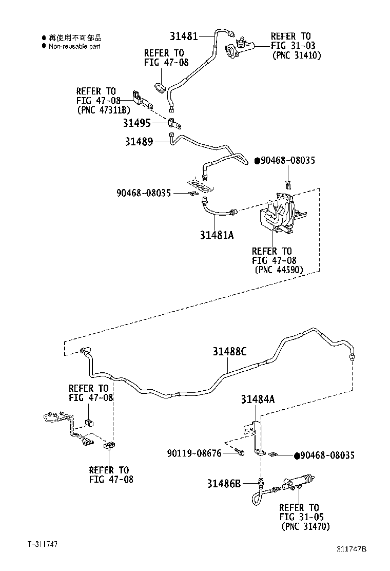 31486-37100 HOSE, MASTER CYLINDER TO RELEASE CYLINDER product image