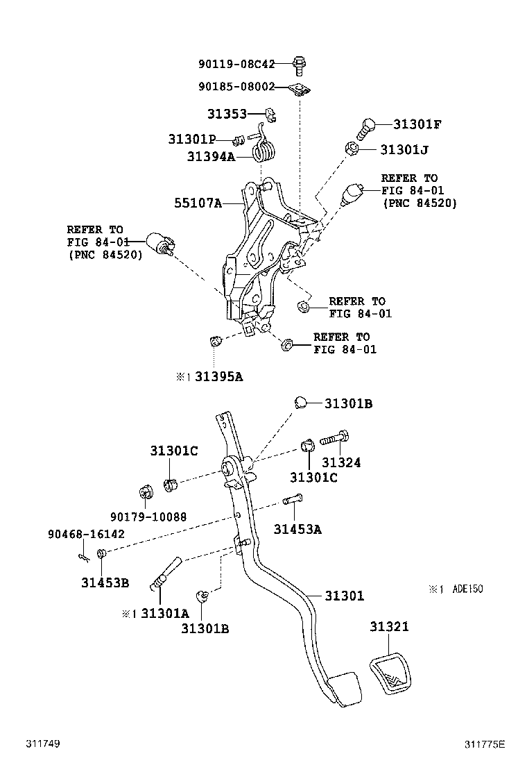 31394-12080 SPRING, PEDAL W/HOOK product image