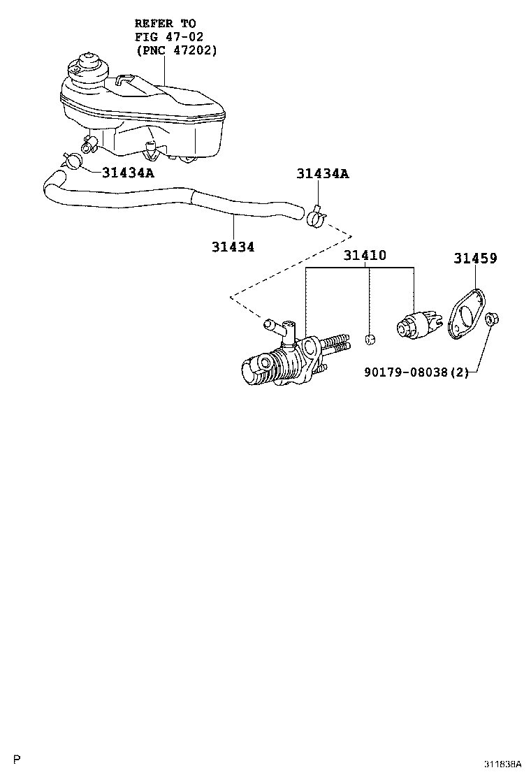 Toyota 31434-12101 TUBE, CLUTCH RESERVOIR