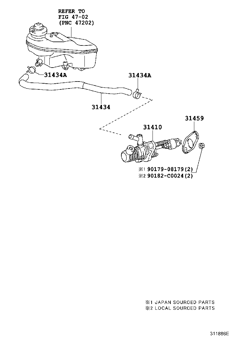 31420-02070 CYLINDER ASSY, CLUTCH MASTER product image