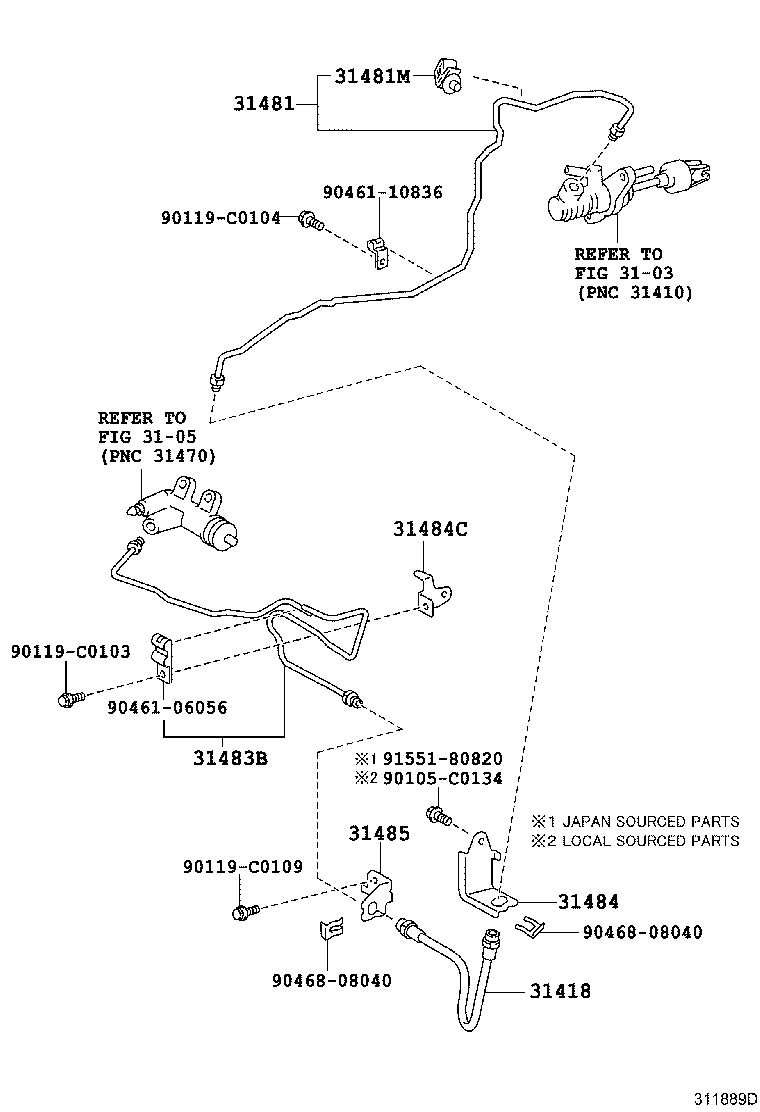 31484-02140 BRACKET, FLEXIBLE HOSE, NO.2(FOR CLUTCH) product image