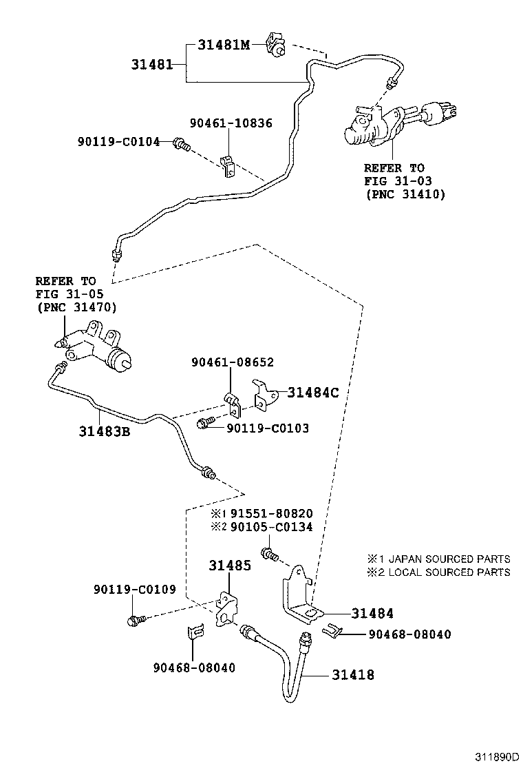 31484-02140 BRACKET, FLEXIBLE HOSE, NO.2(FOR CLUTCH) product image