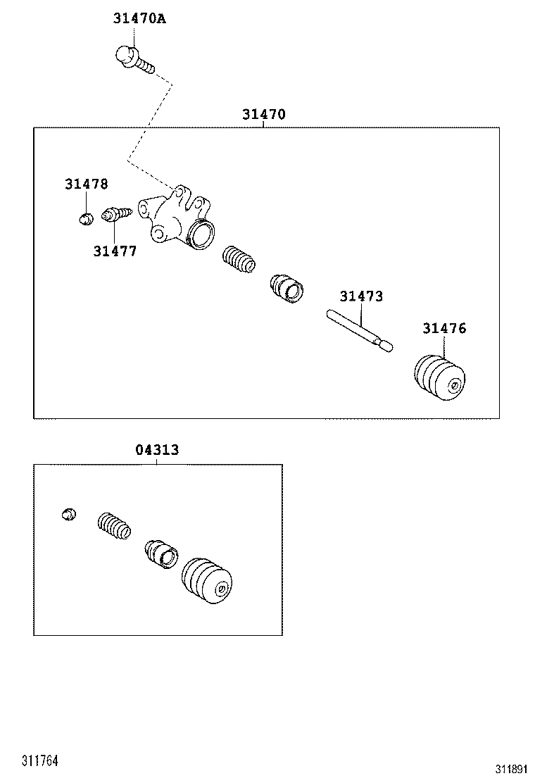 04313-02010 CYLINDER KIT, CLUTCH RELEASE product image