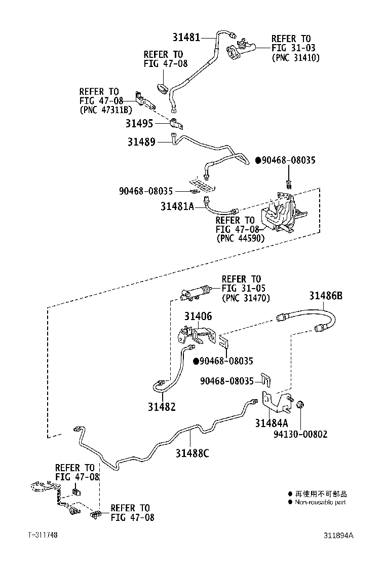 31486-37100 HOSE, MASTER CYLINDER TO RELEASE CYLINDER product image