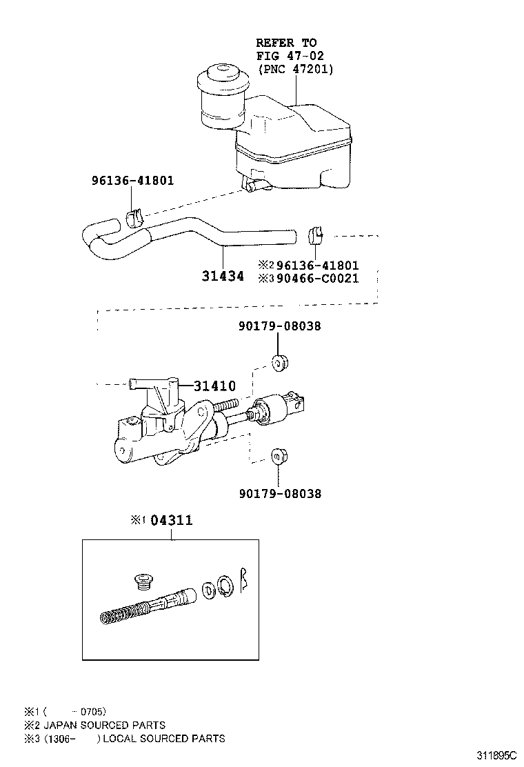 31420-02020 CYLINDER ASSY, CLUTCH MASTER product image