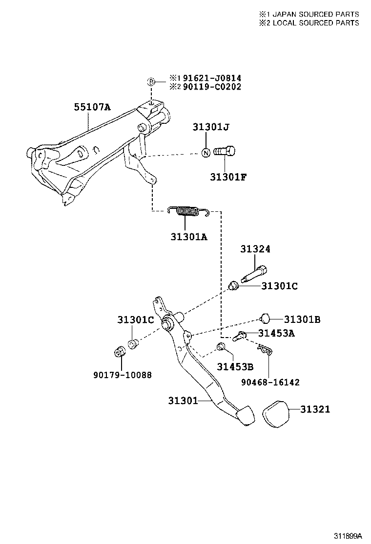 31484-02220 BRACKET, FLEXIBLE HOSE, NO.1(FOR CLUTCH) product image