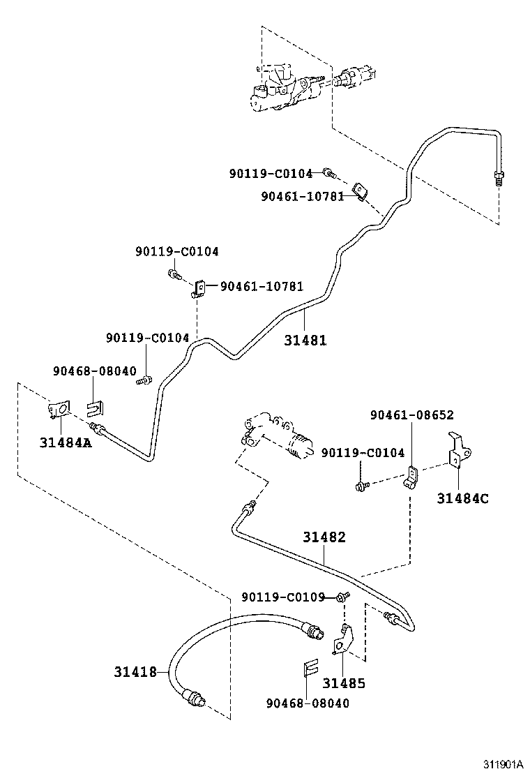 31484-02220 BRACKET, FLEXIBLE HOSE, NO.1(FOR CLUTCH) product image
