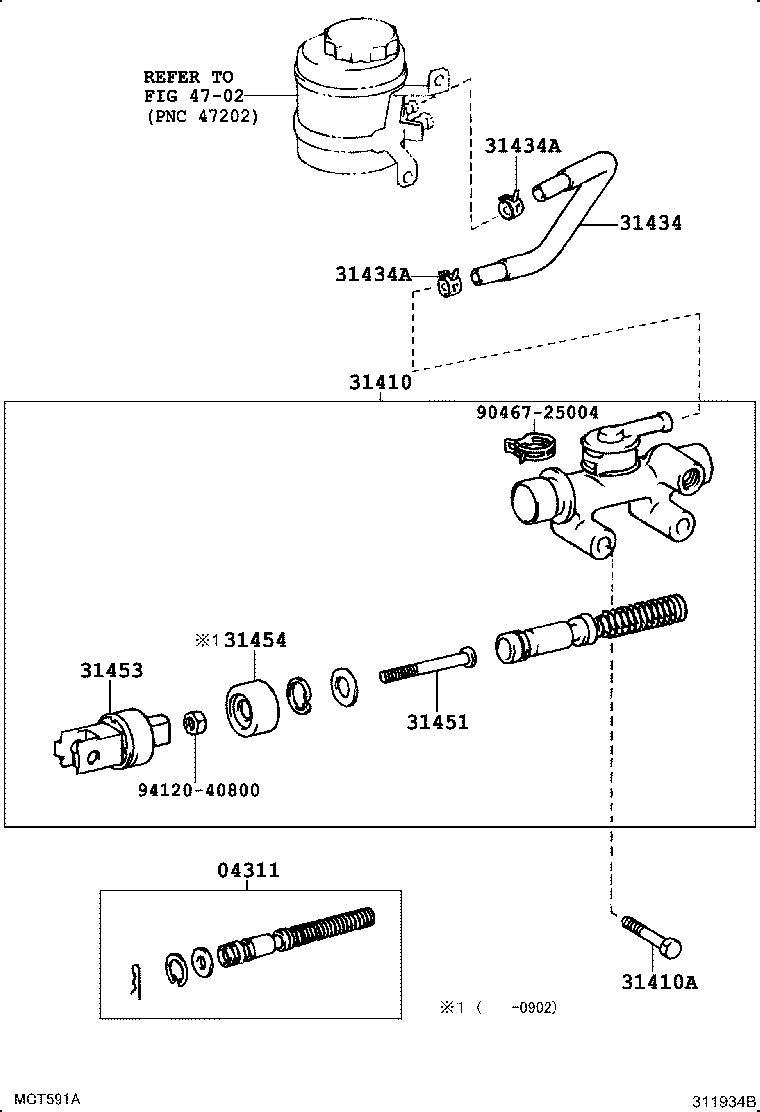 31401-36090 CYLINDER ASSY, CLUTCH MASTER product image