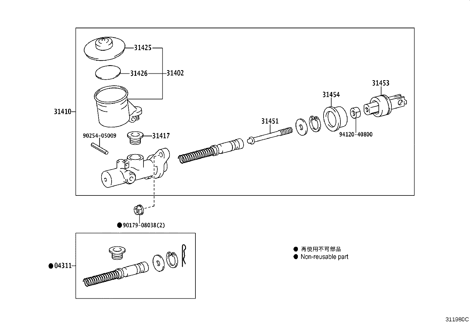 31410-43030 CYLINDER ASSY, CLUTCH MASTER product image