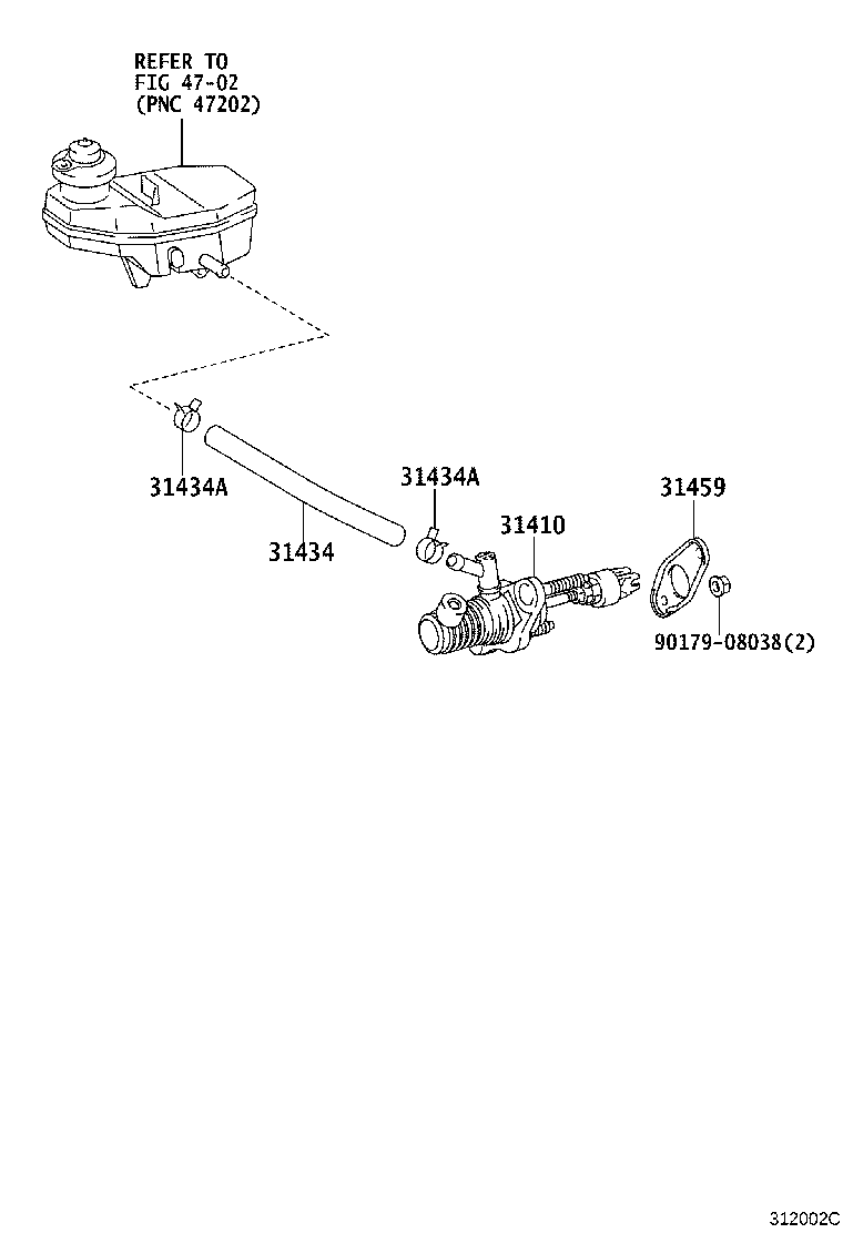 31420-02080 CYLINDER ASSY, CLUTCH MASTER product image