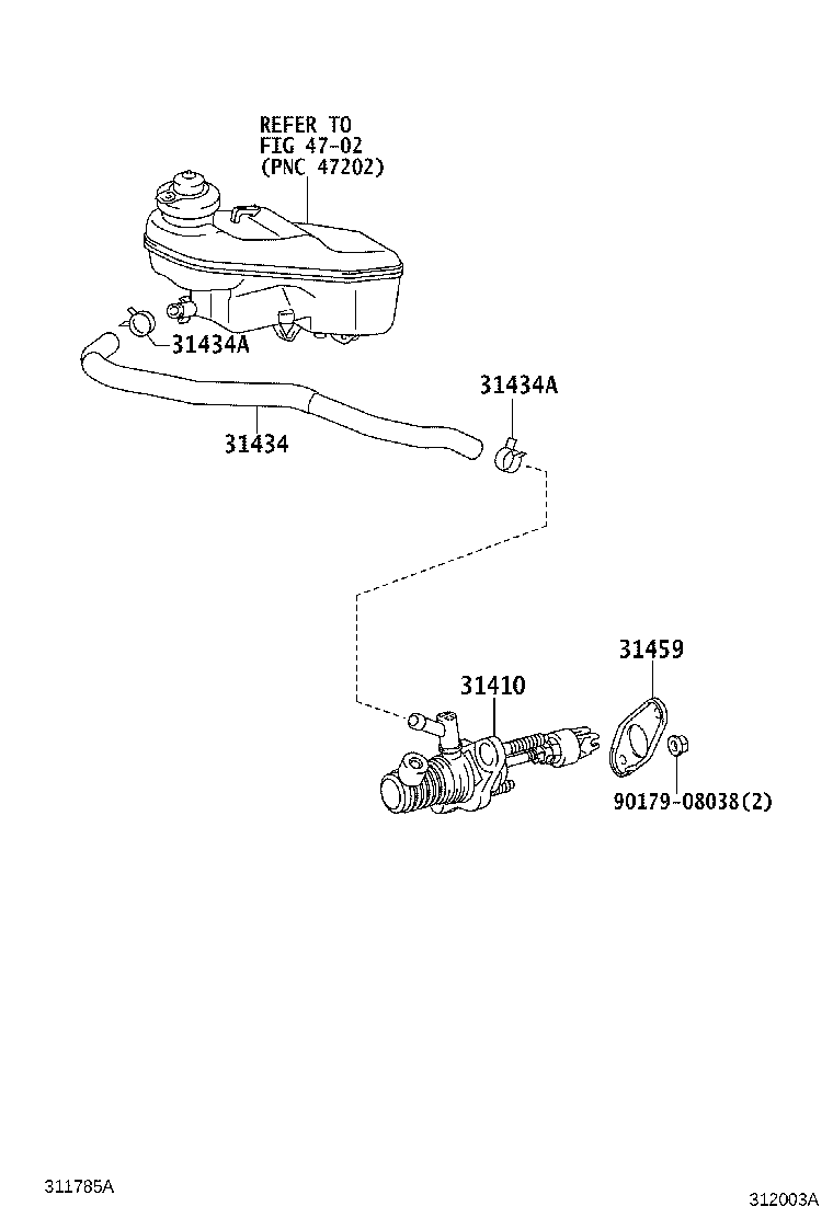 31420-02080 CYLINDER ASSY, CLUTCH MASTER product image