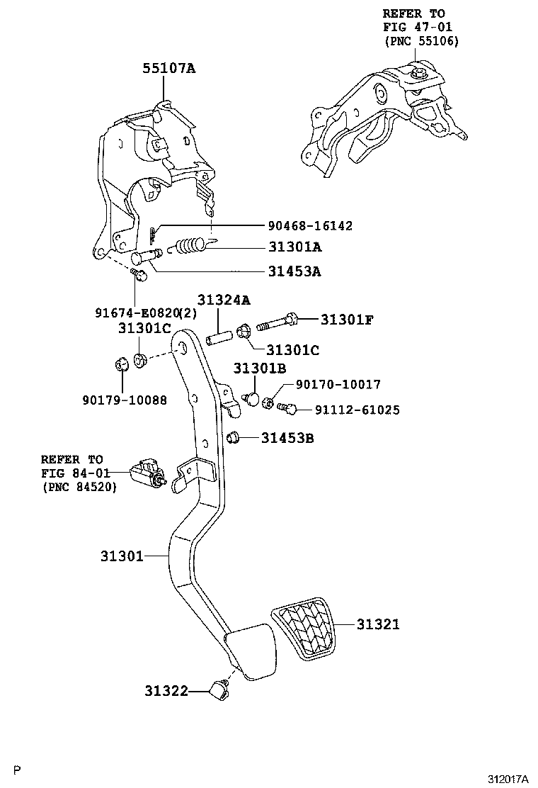 31301-0D080 PEDAL SUB-ASSY, CLUTCH product image