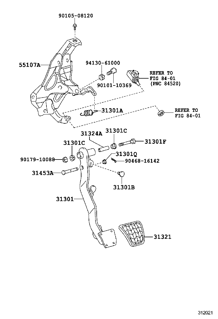 31301-0D180 PEDAL SUB-ASSY, CLUTCH product image