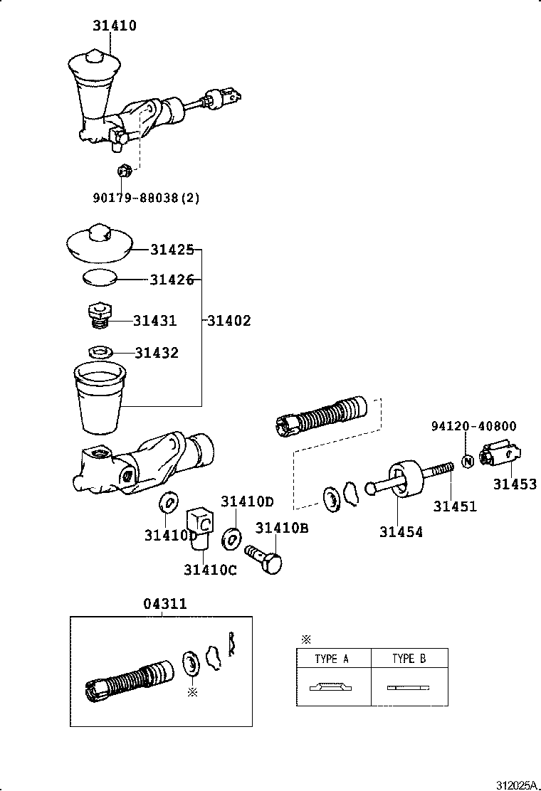 Toyota 04311-17020 CYLINDER KIT, CLUTCH MASTER