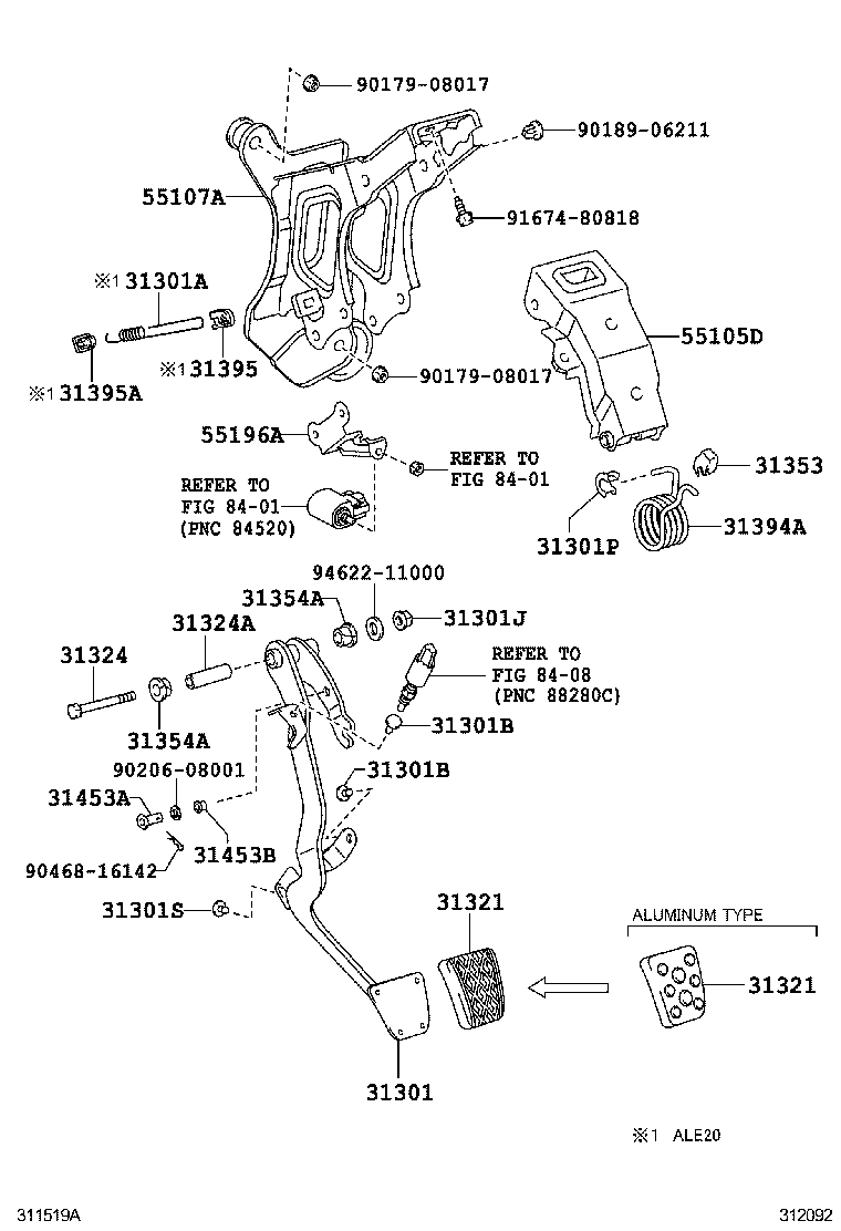 31301-53100 PEDAL SUB-ASSY, CLUTCH product image