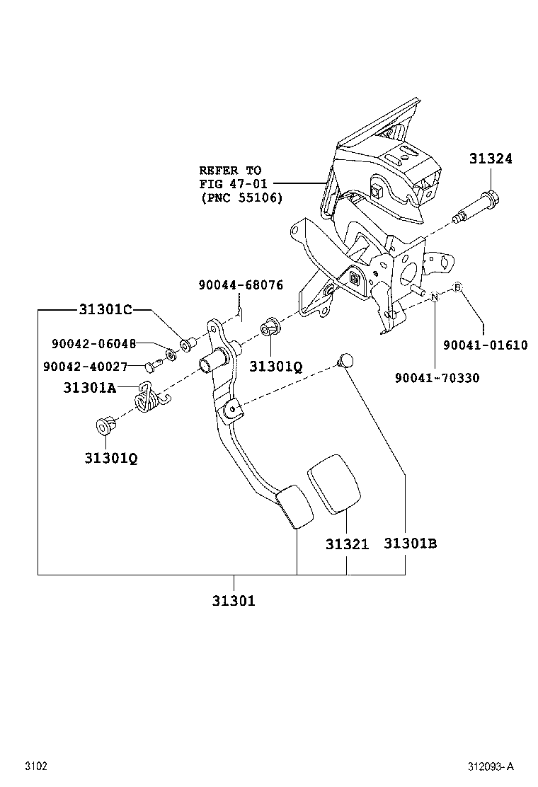 Toyota 31321-87204 PAD, CLUTCH PEDAL