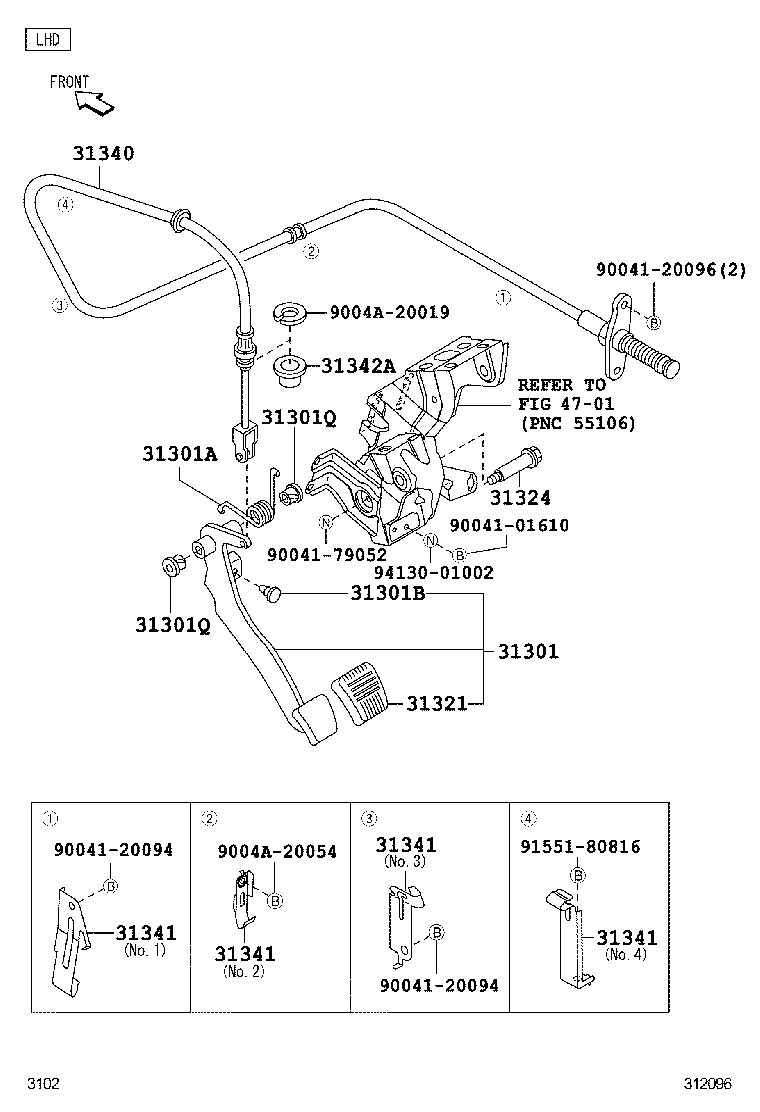 31341-BZ090 BRACKET, CLUTCH CABLE product image
