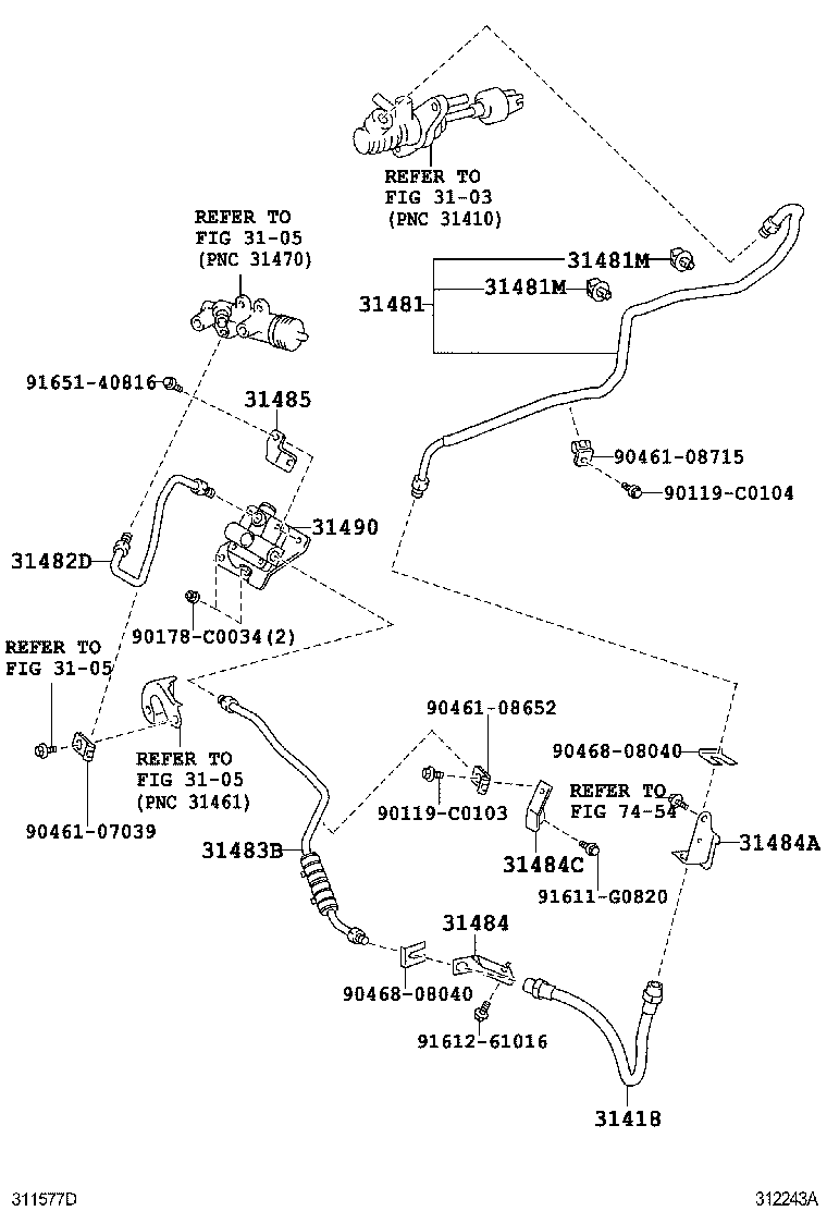 31484-0R010 BRACKET, FLEXIBLE HOSE, NO.1(FOR CLUTCH) product image