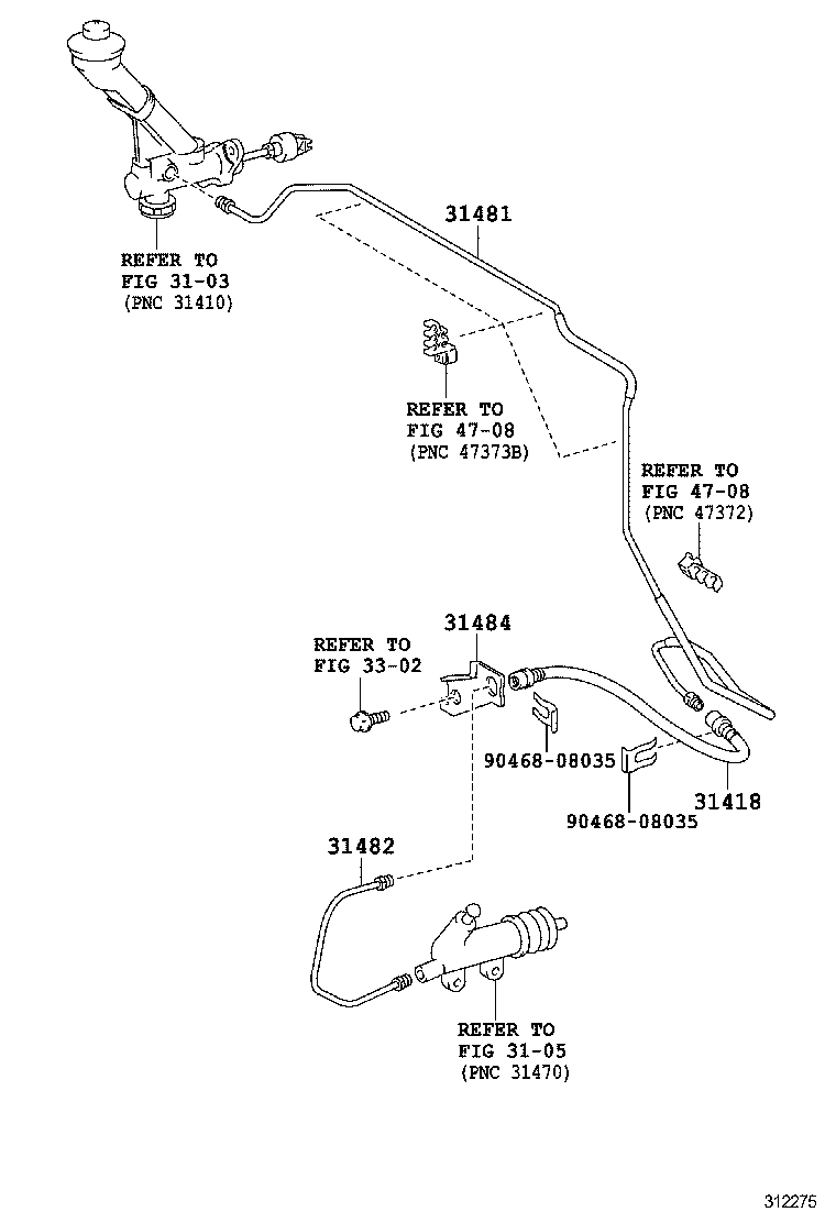 31482-60280 TUBE, CLUTCH RELEASE CYLINDER TO FLEXIBLE HOSE product image