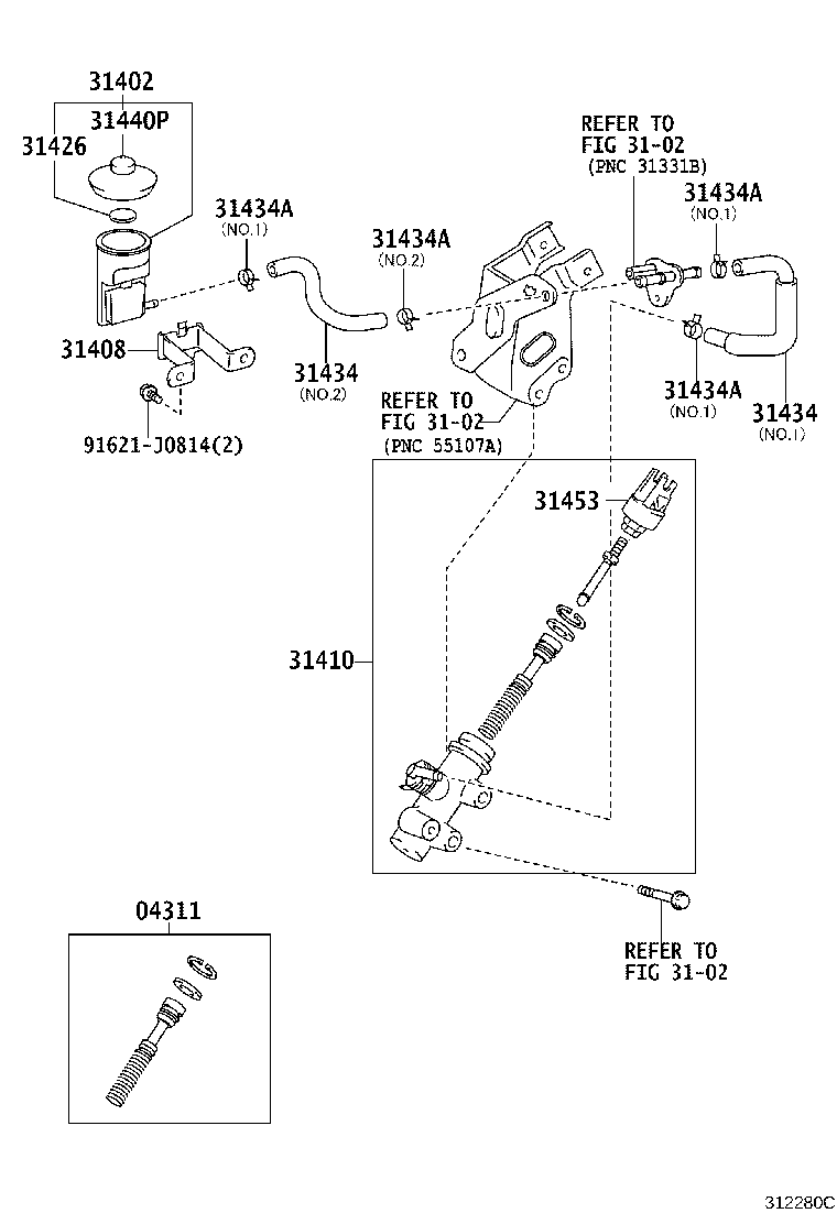 31459-60080 BRACKET, CLUTCH MASTER CYLINDER product image