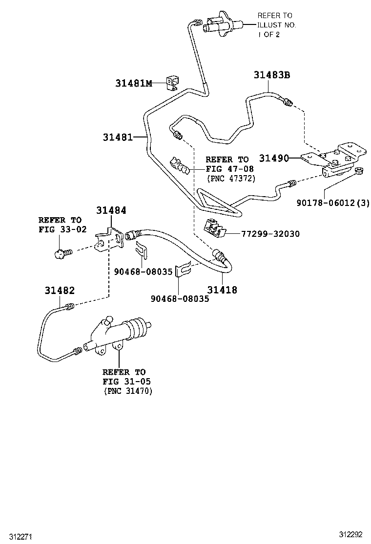 31482-60280 TUBE, CLUTCH RELEASE CYLINDER TO FLEXIBLE HOSE product image
