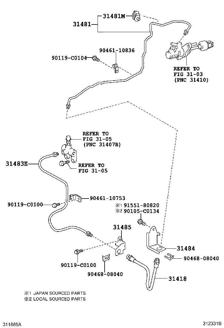 31484-02140 BRACKET, FLEXIBLE HOSE, NO.2(FOR CLUTCH) product image