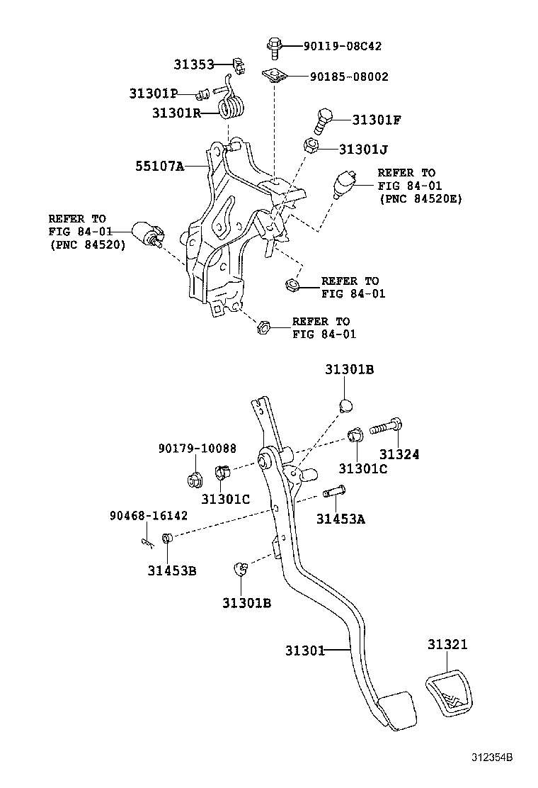Toyota 31301-21060 PEDAL SUB-ASSY, CLUTCH