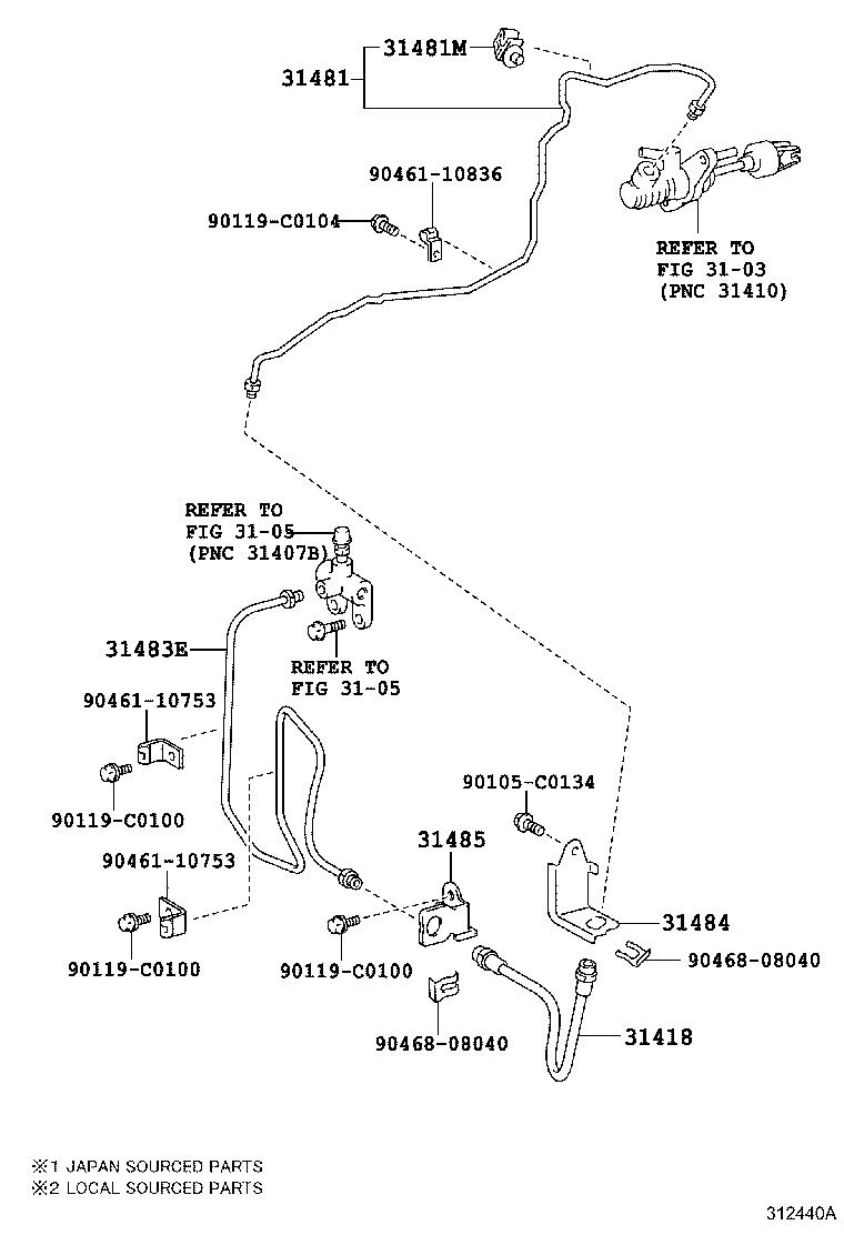31481-02270 TUBE, CLUTCH MASTER CYLINDER TO FLEXIBLE HOSE product image