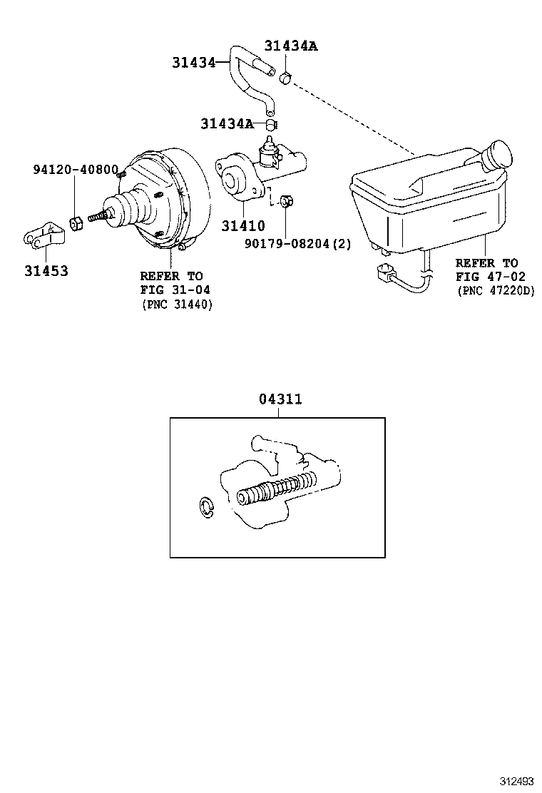 31420-37142 CYLINDER ASSY, MASTER W/O RESERVOIR product image