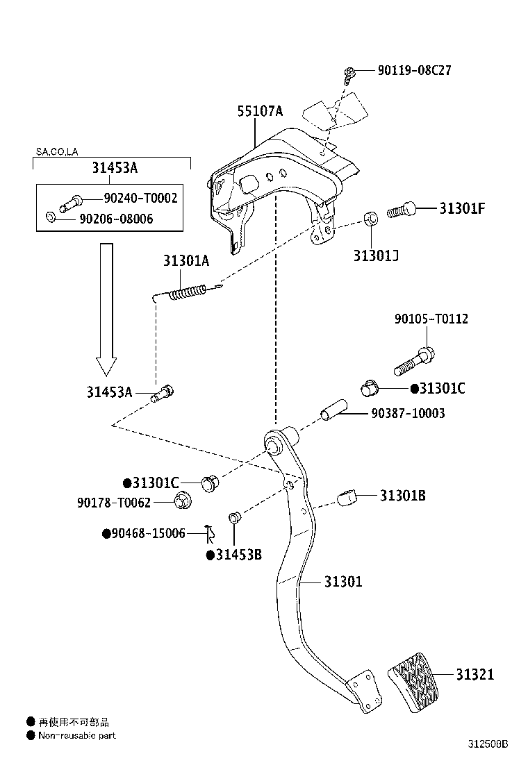 Toyota 90101-T0005 BOLT(FOR CLUTCH PEDAL STOPPER)