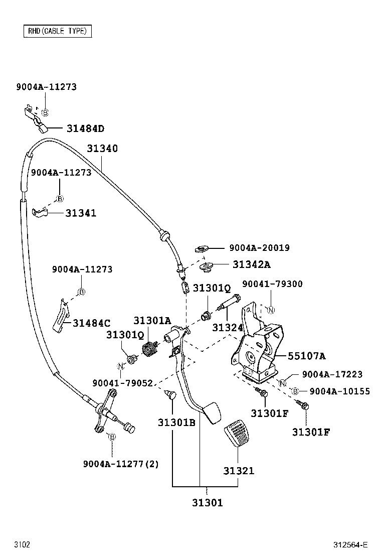 Toyota 31341-BZ210 BRACKET, CLUTCH CABLE