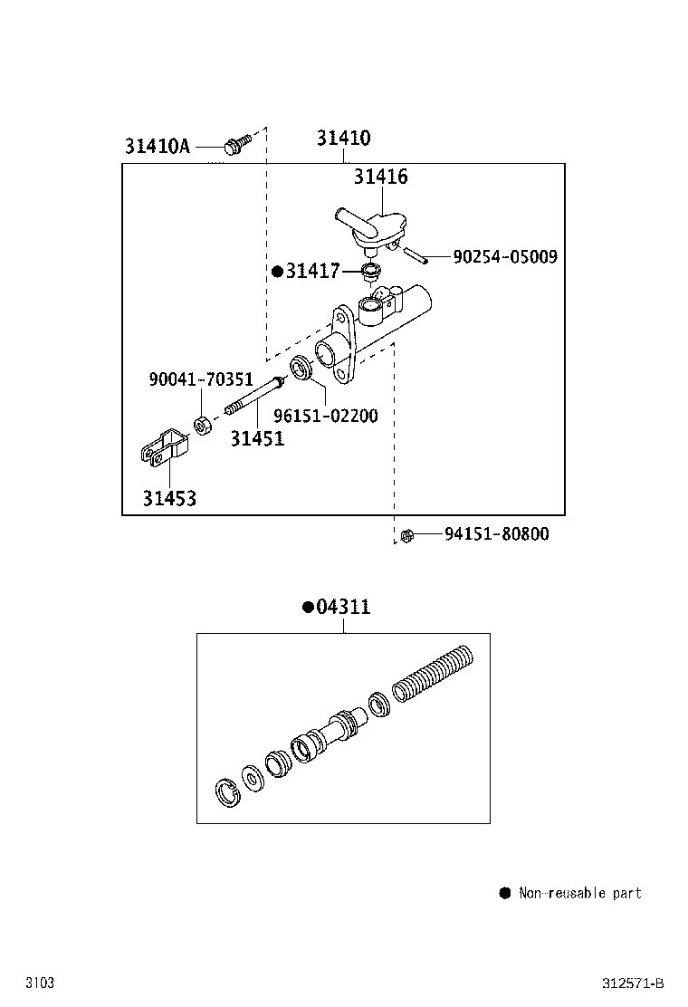 Toyota 04311-B4010 CYLINDER KIT, CLUTCH MASTER