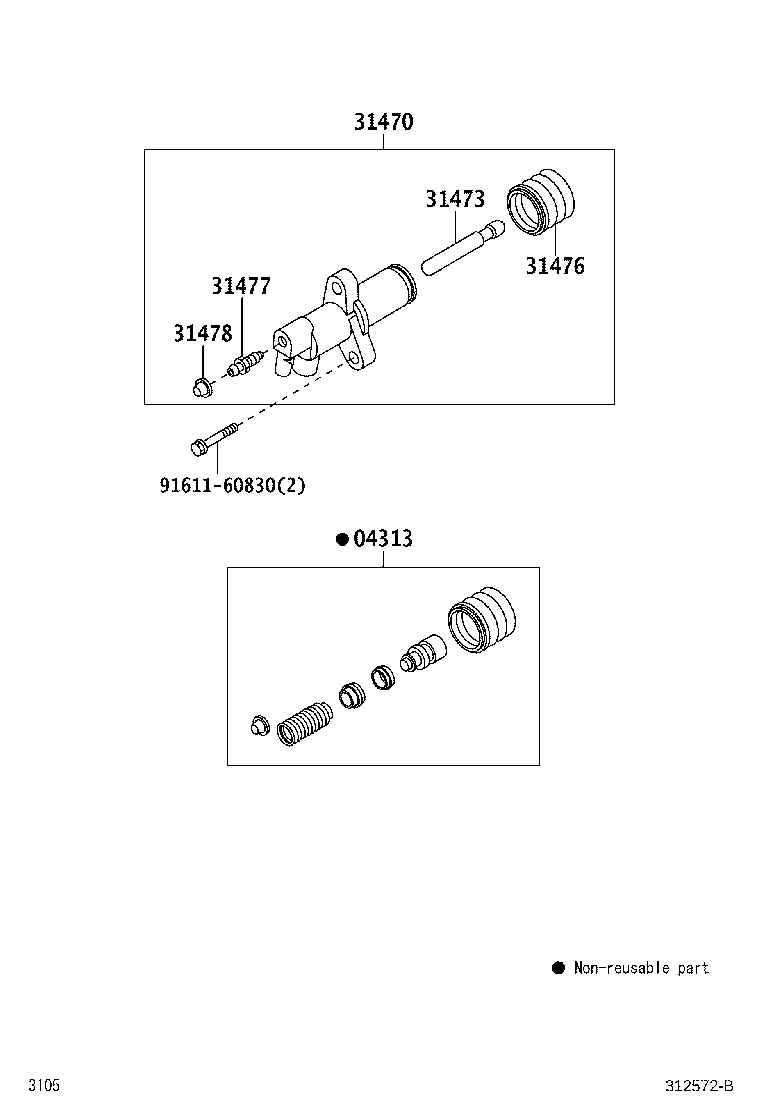 Toyota 31470-BZ050 CYLINDER ASSY, CLUTCH RELEASE
