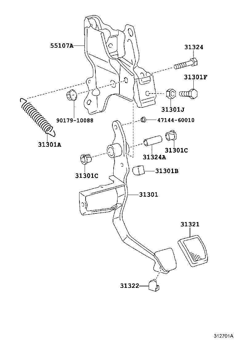 31301-0D230 PEDAL SUB-ASSY, CLUTCH product image