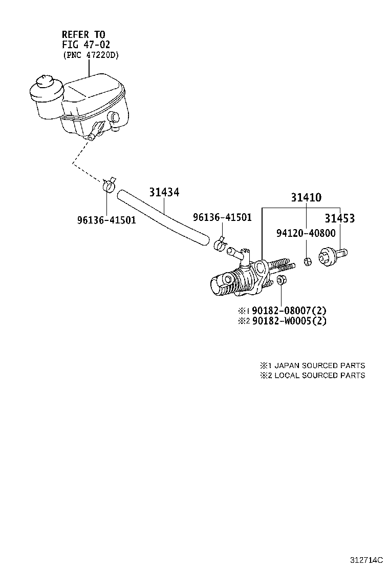 Toyota 31453-52021 CLEVIS, CLUTCH MASTER CYLINDER PUSH ROD