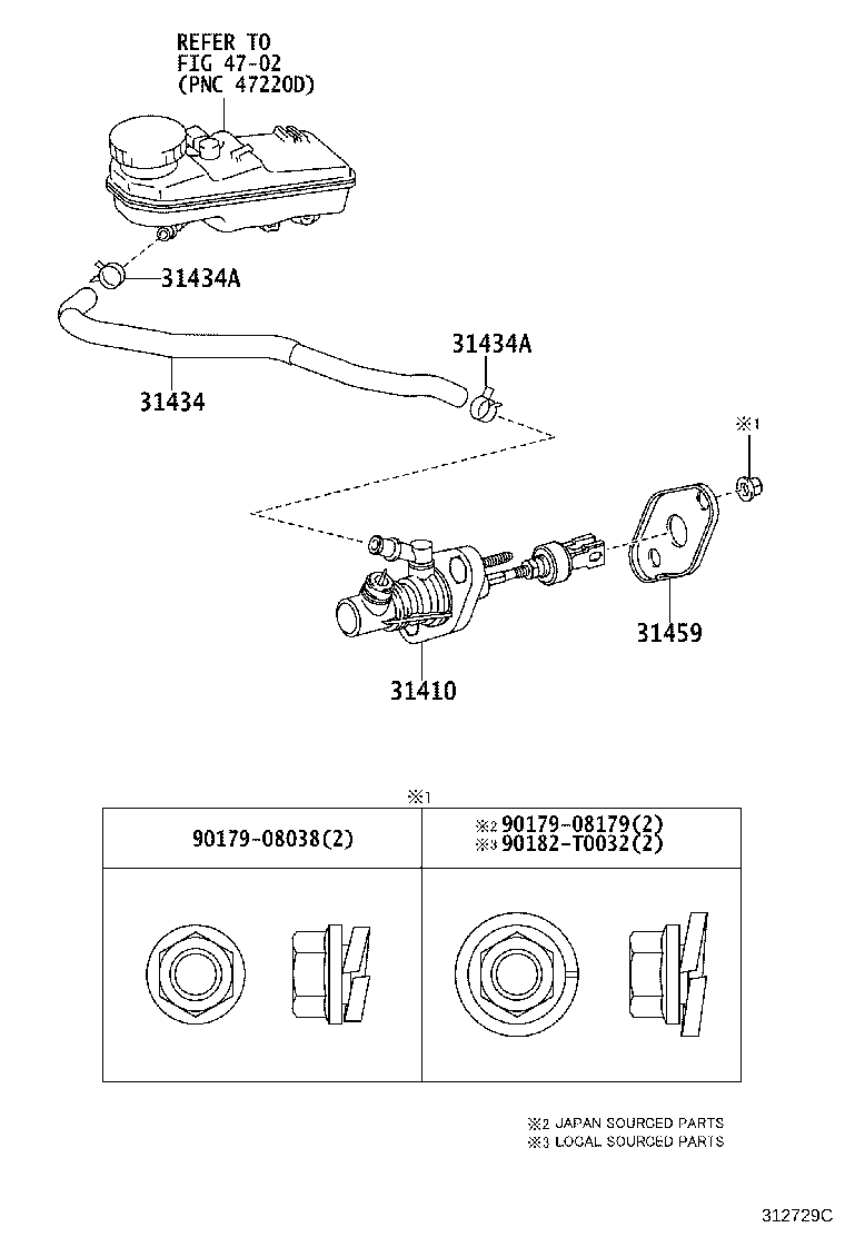 31420-02043 CYLINDER ASSY, CLUTCH MASTER product image