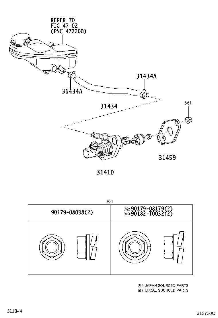 31420-02043 CYLINDER ASSY, CLUTCH MASTER product image
