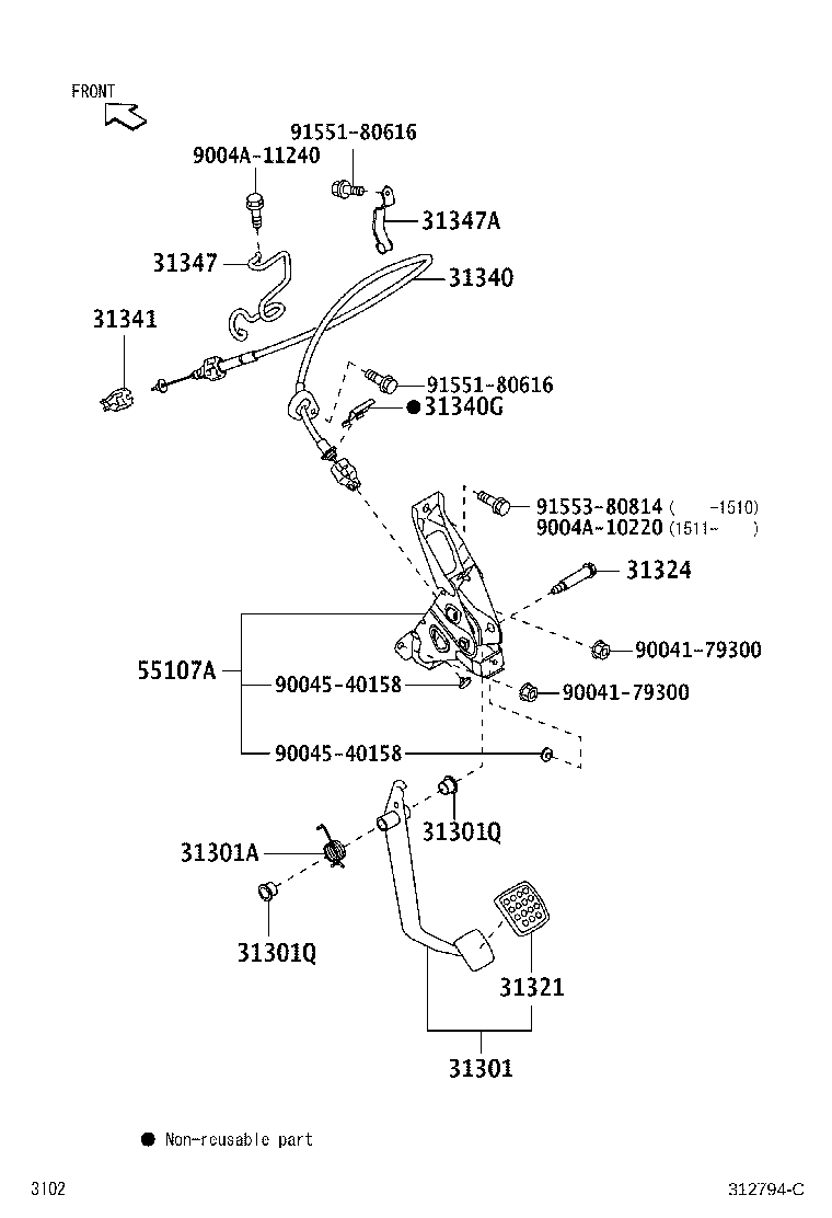 31310-BZ200 PEDAL SUB-ASSY, CLUTCH product image