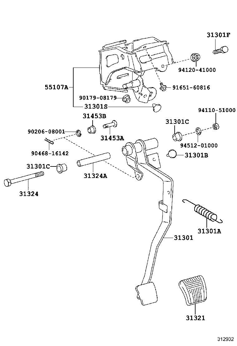 31301-21030 PEDAL SUB-ASSY, CLUTCH product image