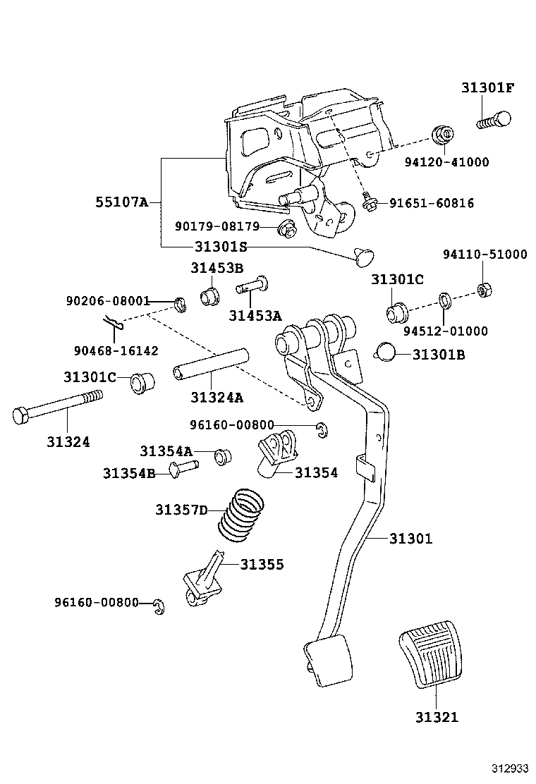 31301-21030 PEDAL SUB-ASSY, CLUTCH product image
