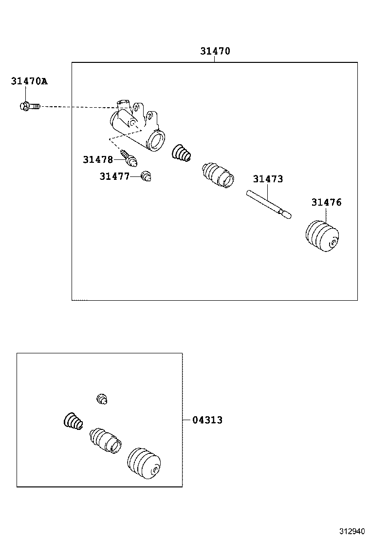 31470-33040 CYLINDER ASSY, CLUTCH RELEASE product image
