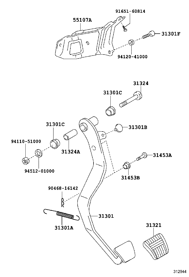 31301-42010 PEDAL SUB-ASSY, CLUTCH product image