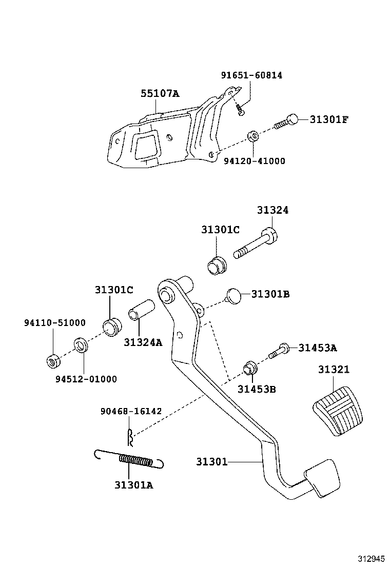 31301-42030 PEDAL SUB-ASSY, CLUTCH product image