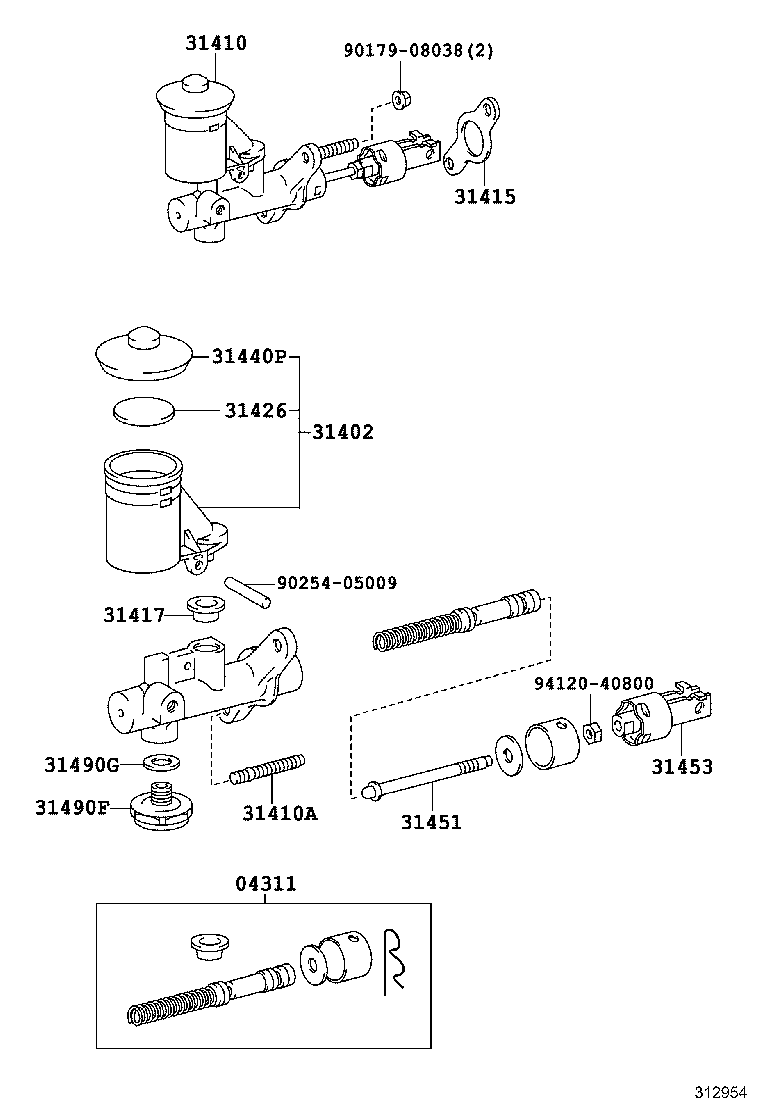31410-12360 CYLINDER ASSY, CLUTCH MASTER product image
