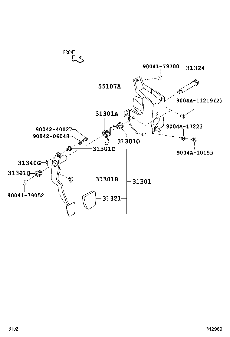 31310-BZ280 PEDAL SUB-ASSY, CLUTCH product image