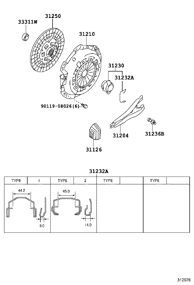 31232-22020 CLIP, RELEASE BEARING HUB product image