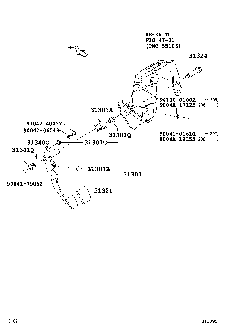 31310-BZ280 PEDAL SUB-ASSY, CLUTCH product image