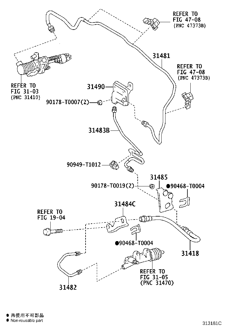31482-0K030 TUBE, CLUTCH RELEASE CYLINDER TO FLEXIBLE HOSE product image