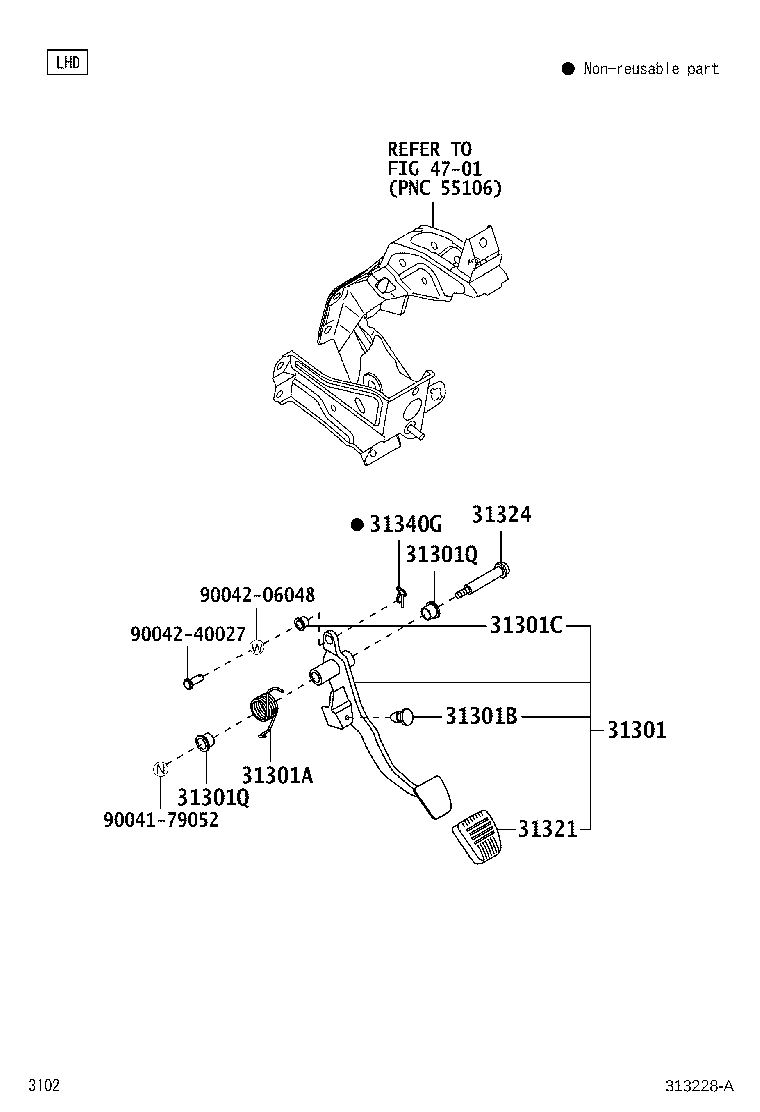 31310-BZ360 PEDAL SUB-ASSY, CLUTCH product image